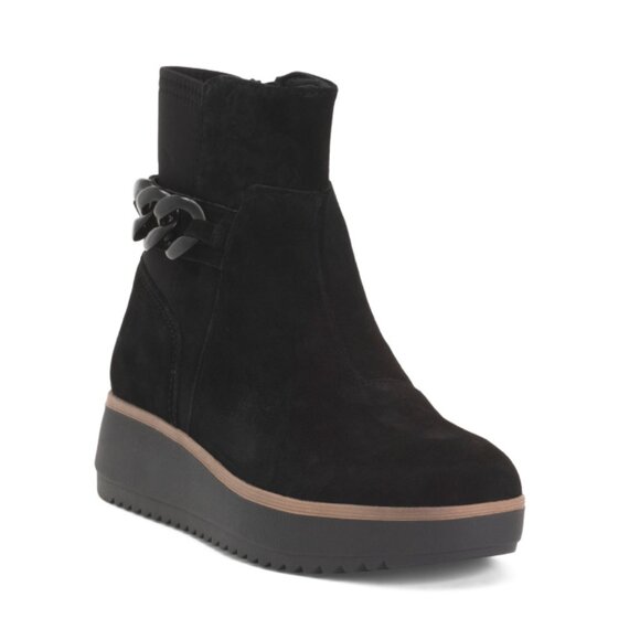 CLARKS Black Suede Zylah Rose Comfort Booties - Picture 1 of 2
